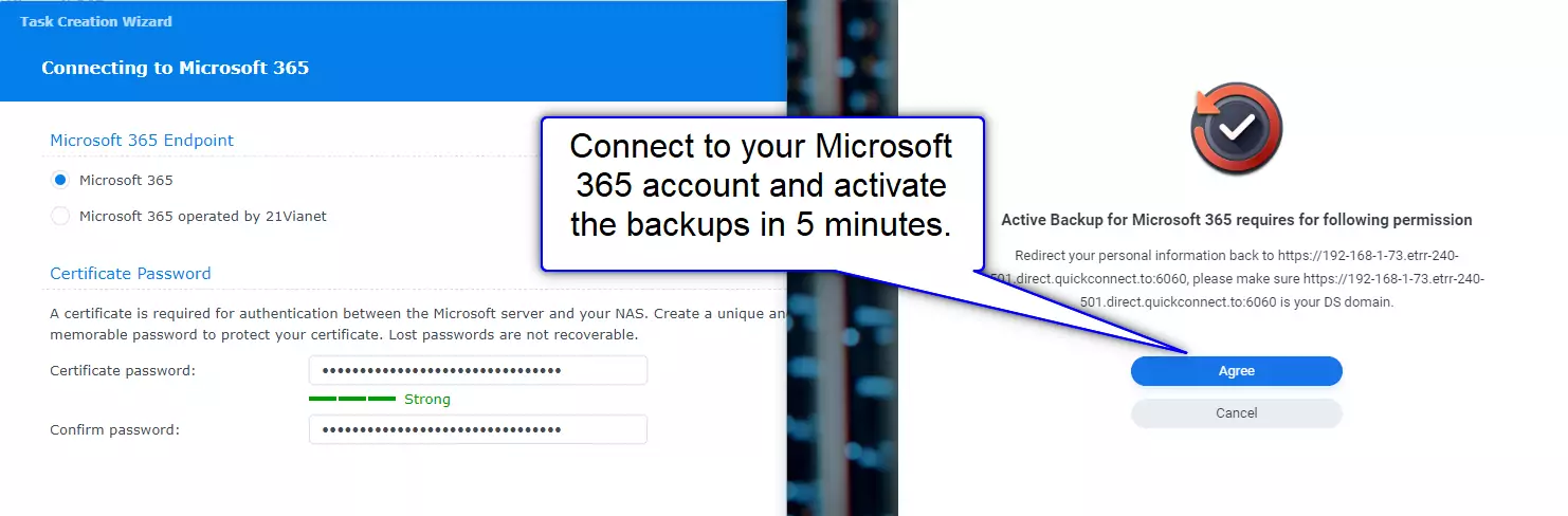 Connect MS 365 for backups